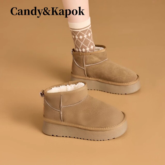 Candy/Kapok official snow boots for women in winter plus velvet to keep warm and thickened and versatile thick sole heightening short cotton 10 Candy/Kapok official snow boots for women in winter plus velvet to keep warm and thickened and versatile thick sole heightening short cotton 10