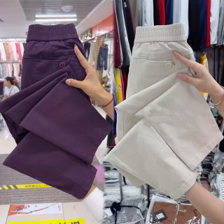 women's pure cotton casual pants high waist slimming women's pure cotton casual pants high waist slimming