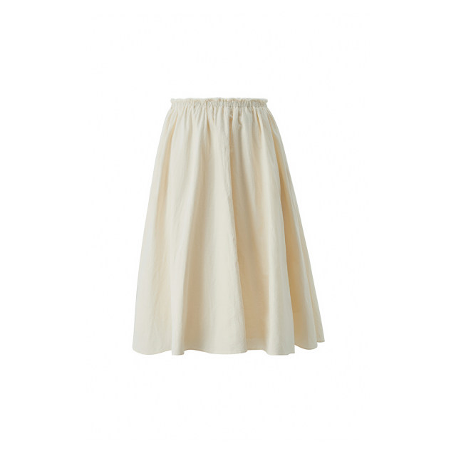 OCHIRLY cotton and linen high-waisted mid-length skirt with large swing umbrella skirt A-line 2025 early autumn new product OCHIRLY cotton and linen high-waisted mid-length skirt with large swing umbrella skirt A-line 2025 early autumn new product