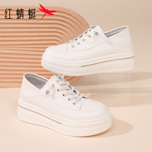 Red Dragonfly Women's Shoes White Shoes Casual Flat Shoes White Shoes Women's Autumn New Thick Sole Heightening Single Shoes Red Dragonfly Women's Shoes White Shoes Casual Flat Shoes White Shoes Women's Autumn New Thick Sole Heightening Single Shoes