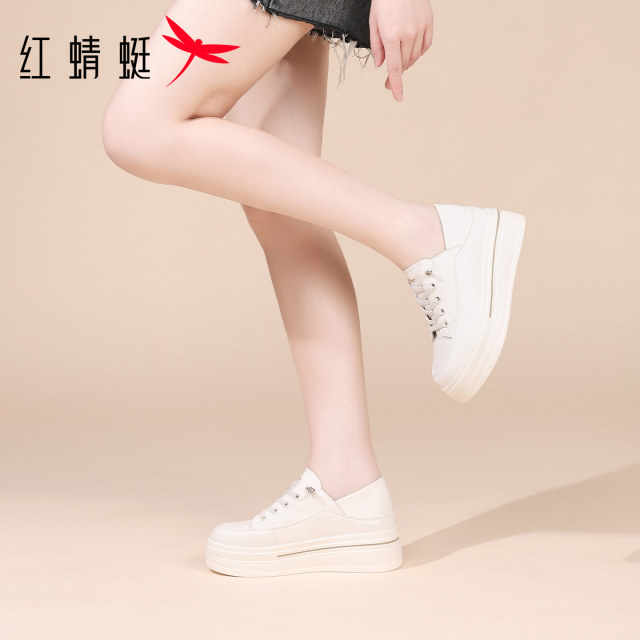 Red Dragonfly Women's Shoes White Shoes Casual Flat Shoes White Shoes Women's Autumn New Thick Sole Heightening Single Shoes Red Dragonfly Women's Shoes White Shoes Casual Flat Shoes White Shoes Women's Autumn New Thick Sole Heightening Single Shoes