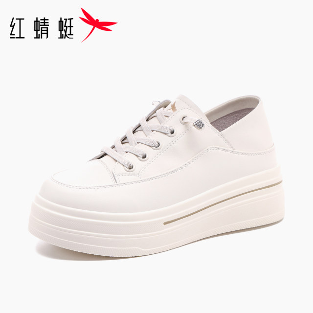 Red Dragonfly Women's Shoes White Shoes Casual Flat Shoes White Shoes Women's Autumn New Thick Sole Heightening Single Shoes Red Dragonfly Women's Shoes White Shoes Casual Flat Shoes White Shoes Women's Autumn New Thick Sole Heightening Single Shoes