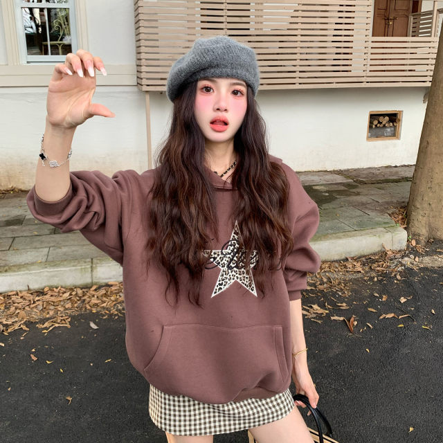 Where is the orange tree American printed hooded sweatshirt for women in autumn casual style loose slim versatile pullover hoodie Where is the orange tree American printed hooded sweatshirt for women in autumn casual style loose slim versatile pullover hoodie