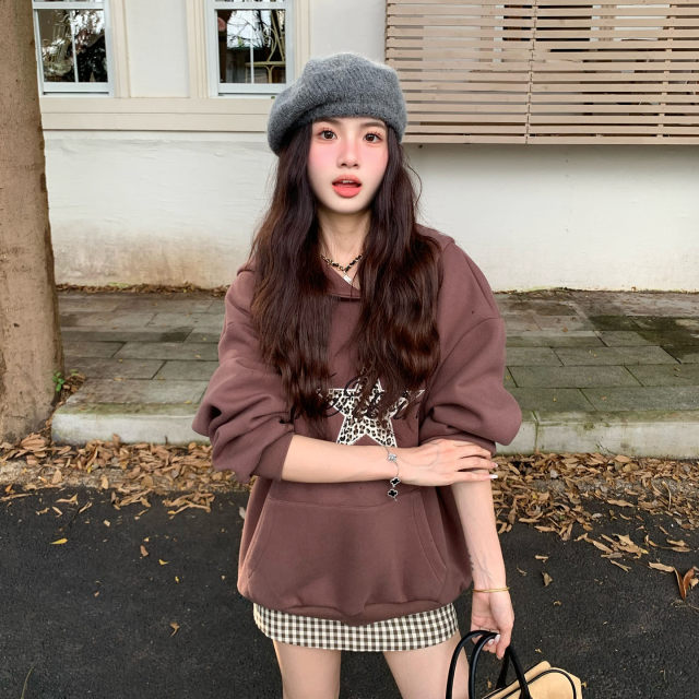 Where is the orange tree American printed hooded sweatshirt for women in autumn casual style loose slim versatile pullover hoodie Where is the orange tree American printed hooded sweatshirt for women in autumn casual style loose slim versatile pullover hoodie