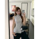2025 New French Style Polka Dot Cake Skirt Spliced Vest Shirt Women's Summer Waist Slimming Sleeveless Temperament 2025 New French Style Polka Dot Cake Skirt Spliced Vest Shirt Women's Summer Waist Slimming Sleeveless Temperament