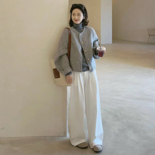 Korean lazy wind small short hair woolen jacket Korean lazy wind small short hair woolen jacket