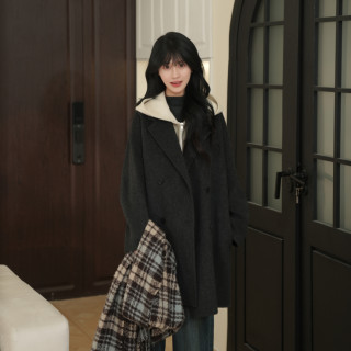 Idika Korean style temperament coat, temperament, internet celebrity, versatile spring and autumn mid-length, loose, fashionable double-sided for women Idika Korean style temperament coat, temperament, internet celebrity, versatile spring and autumn mid-length, loose, fashionable double-sided for women
