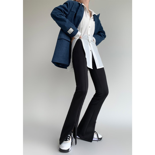 Paperlll Xinjian black zipper split casual pencil pants high waist, simple slimming, thin feet pants female Paperlll Xinjian black zipper split casual pencil pants high waist, simple slimming, thin feet pants female