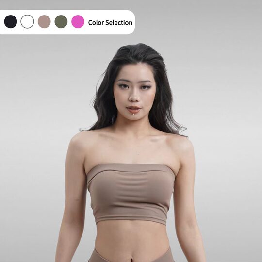 IAMYOYO versatile anti-falling tube top 360-degree package earth-tone high-elastic sports dance base with chest pad IAMYOYO versatile anti-falling tube top 360-degree package earth-tone high-elastic sports dance base with chest pad