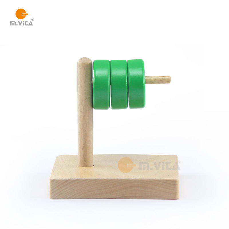 Montessori hand-eye coordination teaching aids birch solid wood horizontal ring sensory teaching aids with bottom sitting ring