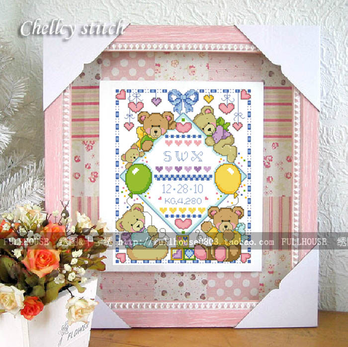 DMC comes with a cross-stitch kit JE-Cub Birth Certificate Baby Newborn Gift Cartoon