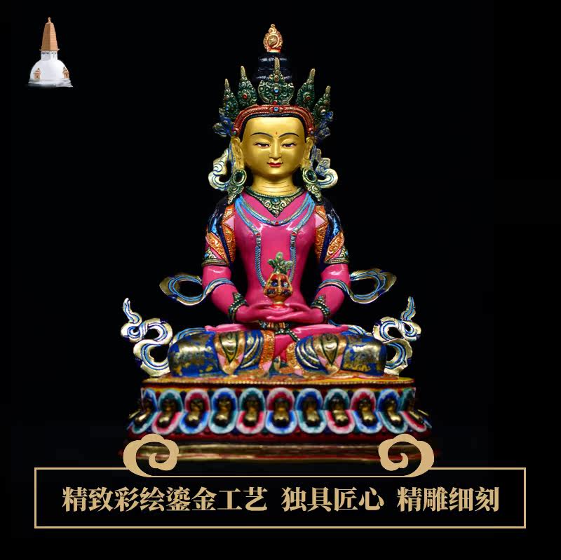 Nepals high-end Buddha statue longevity Buddha minerals painted gold Tibetan Buddhist secretion imports for the show