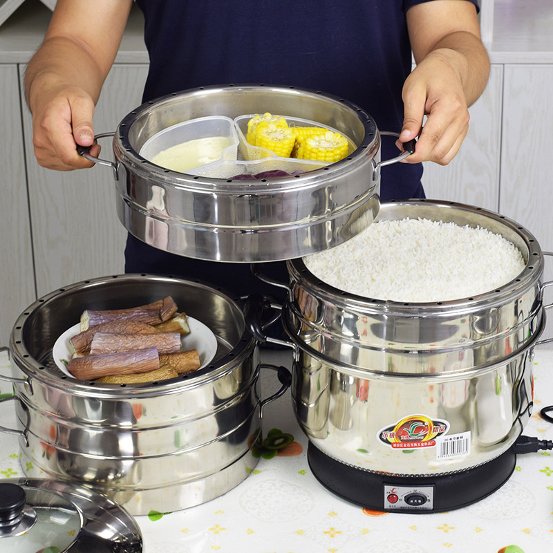 Electric steamer multi-functional household steamer large capacity three layers of multi-layer water-free automatic power-off steamer home commercial