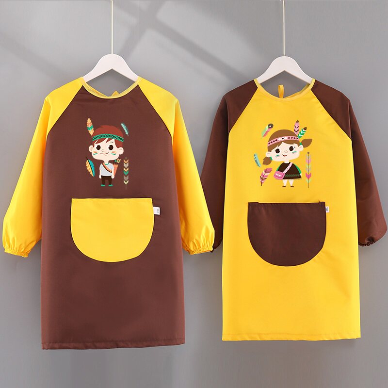 Hooded back-dressing apron printed large size womens fashion semi-sheer beauty salon black work cartoon large retro long