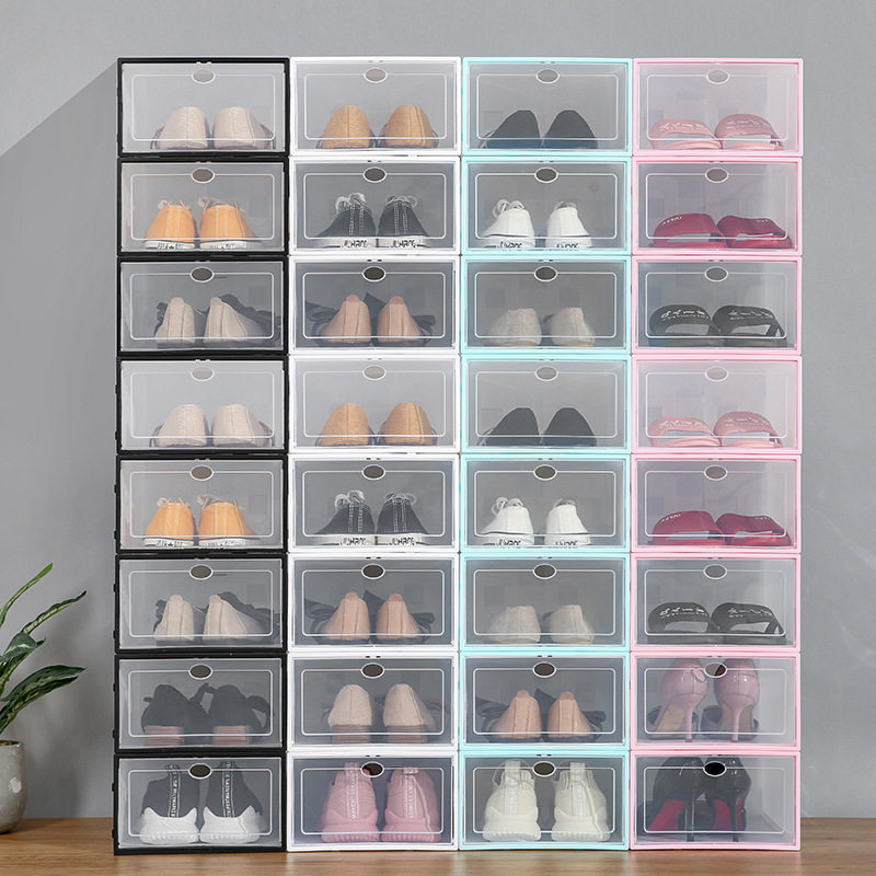 Transparent shoe box plastic shoe box couple shoes storage artifact shoe box flip drawer-style shoes storage box