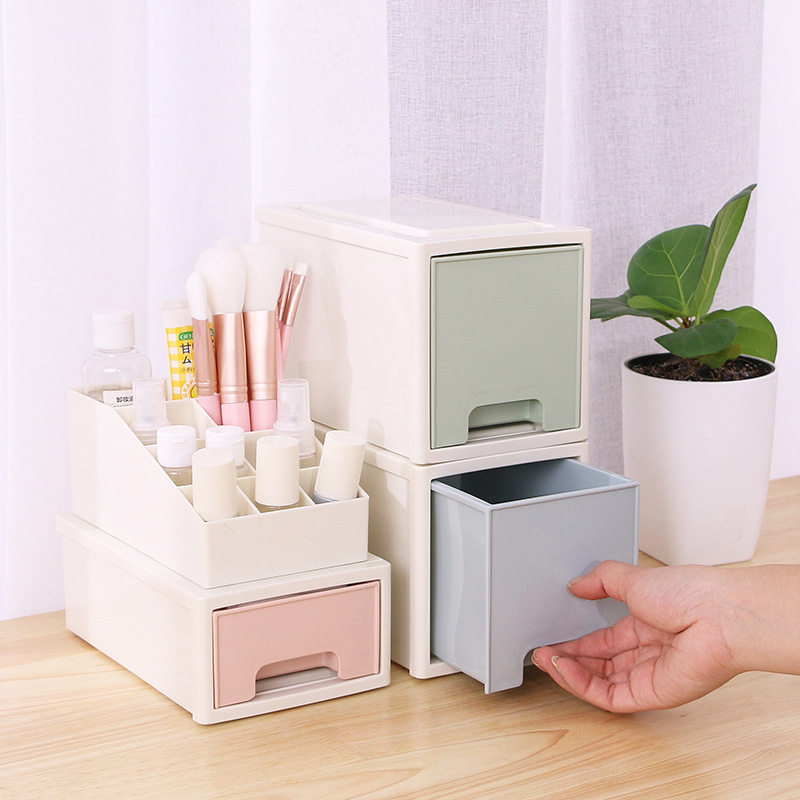 Japanese-style plastic storage box single-layer drawer-type storage cabinet tabletop cosmetics storage box multi-spec storage box