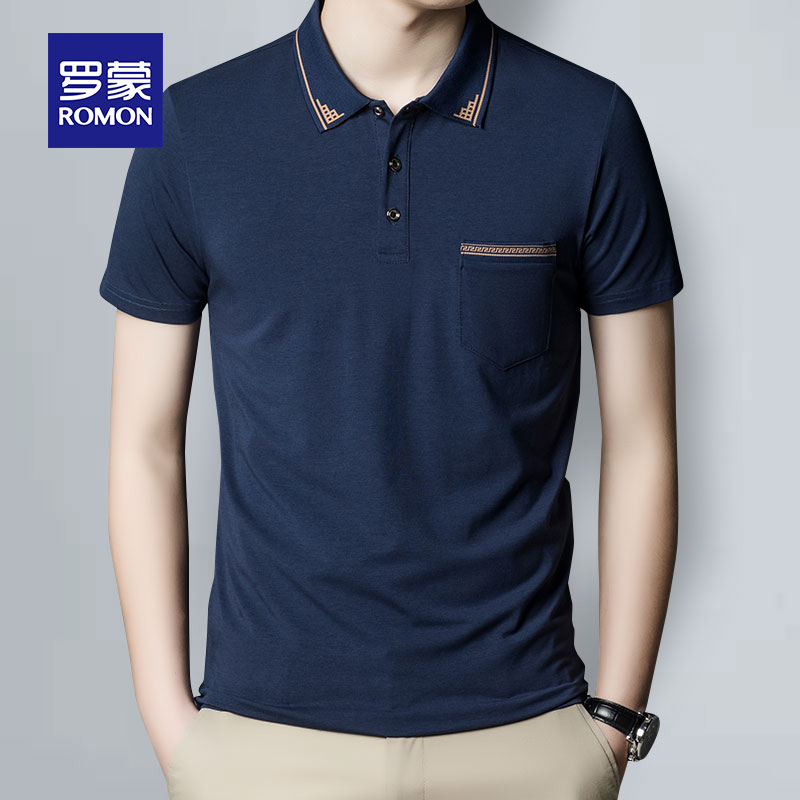 Lomond summer mens short-sleeved t-shirt lapel solid color pocket business casual youth fashion casual Polo shirt tide