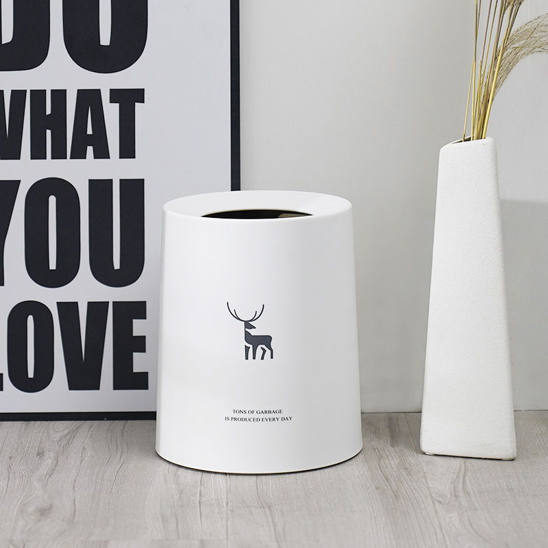 Deer can ins Nordic style trash can Japanese-style home living room kitchen creative bedroom bathroom with covered paper basket