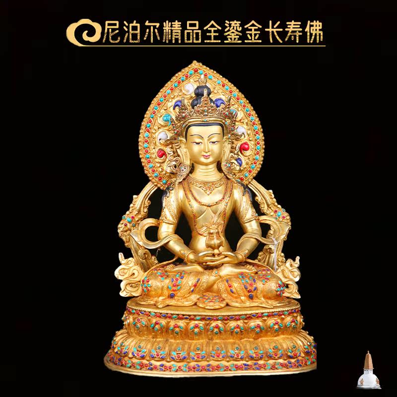 Nepal Buddha statue longevity Buddha Tibetan Buddhist service pieces can be loaded with fine handmade copper and gold