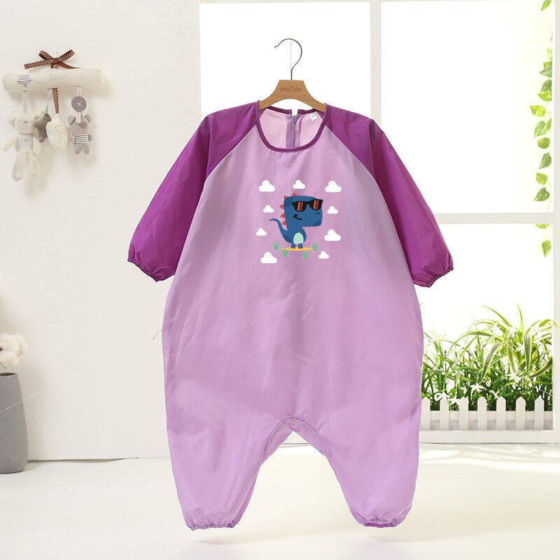 Baby hood waterproof anti-dirty autumn and winter loose jumpsuit male and female baby wearing children draw long-sleeved protective clothing