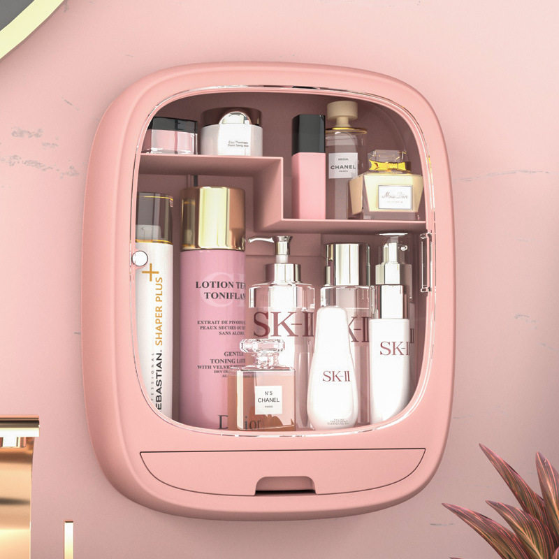 No punching storage box dust-proof large-capacity cosmetics storage box wall-mounted storage wall bathroom toilet