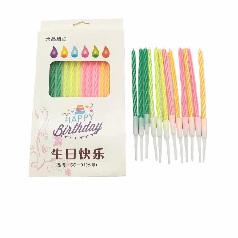 Large crystal threaded candles High-end birthday cake decorated candles Childrens party baking candles 12 pieces