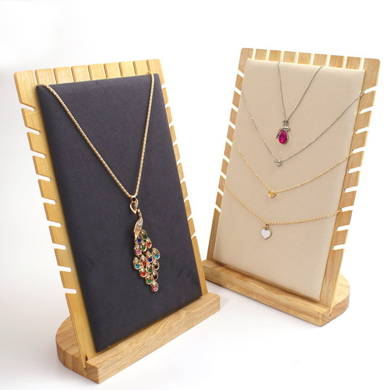 The new Japanese and Korean simple solid wood jewelry display prop multi-functional necklace hold hanger display board
