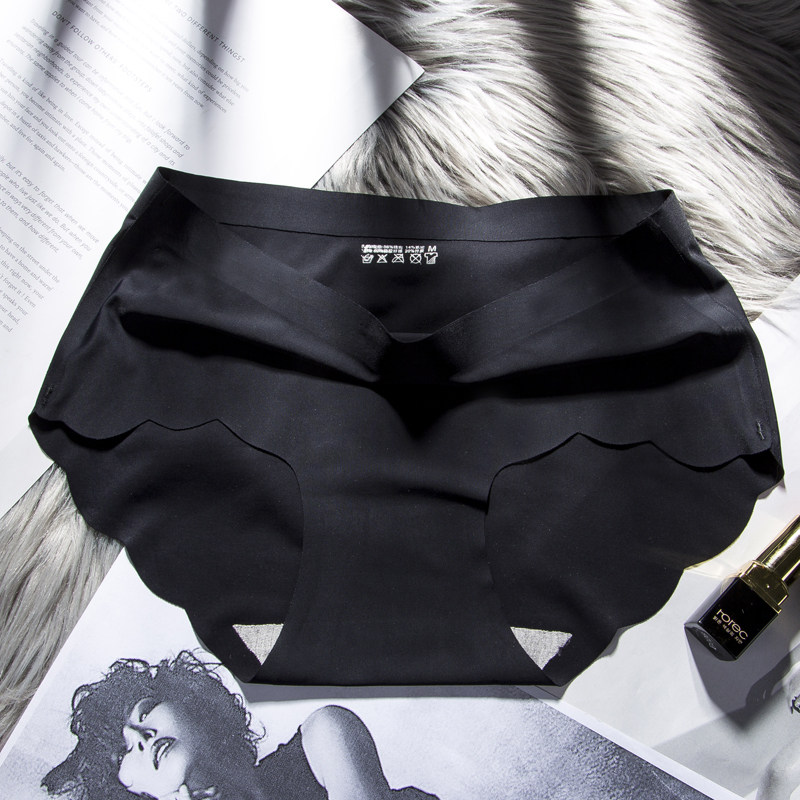 3 send 1 unmarked panties womens mid-waist summer silk breathable triangle pants sexy black and white solid womens ice silk panties