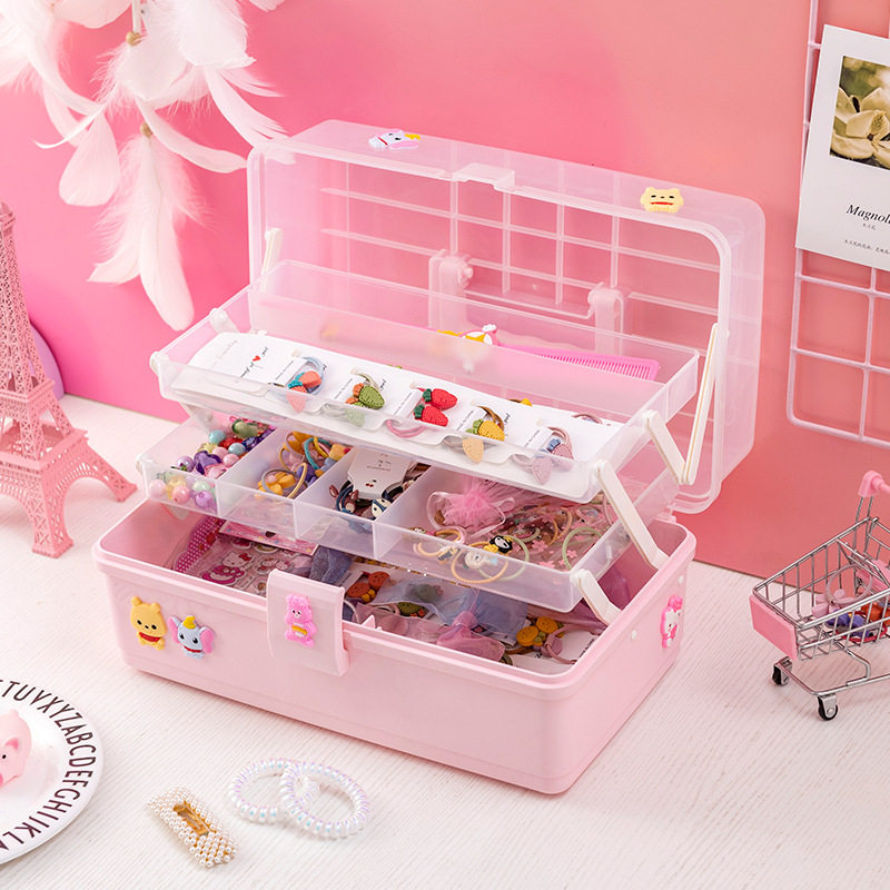 Childrens hair decoration collection box large-capacity baby head rope hair clip leather rib tiara girl cute dress jewelry box