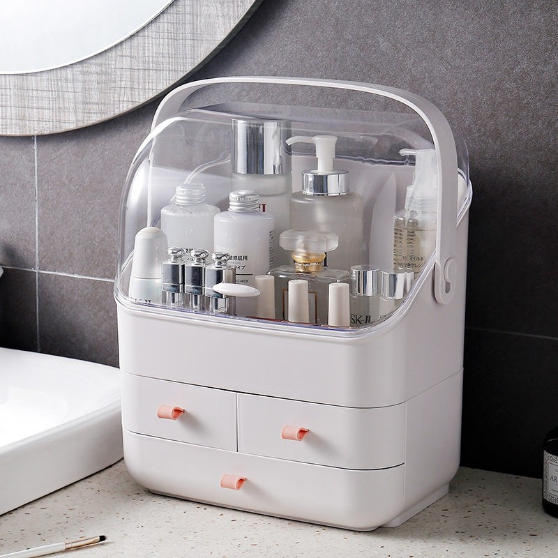 Net red large-capacity cosmetics storage box makeup box dust-proof desktop storage box dresser skin care products shelf