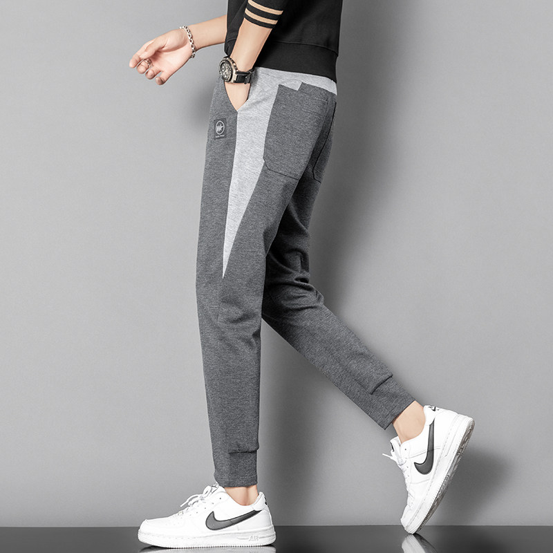 Spring draw rope wei pants mens tide brand pants loose straight straight toned casual strappy pants nine-point pants mens summer