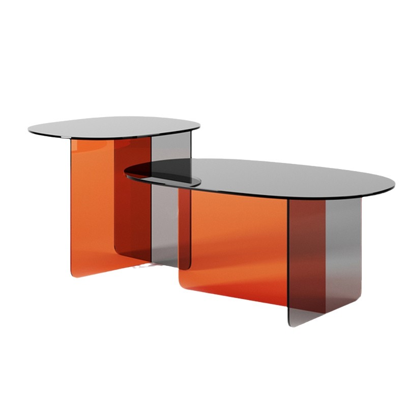 Oval transparent acker tea table small family living room home light luxury sofa side a few size combination multi-functional