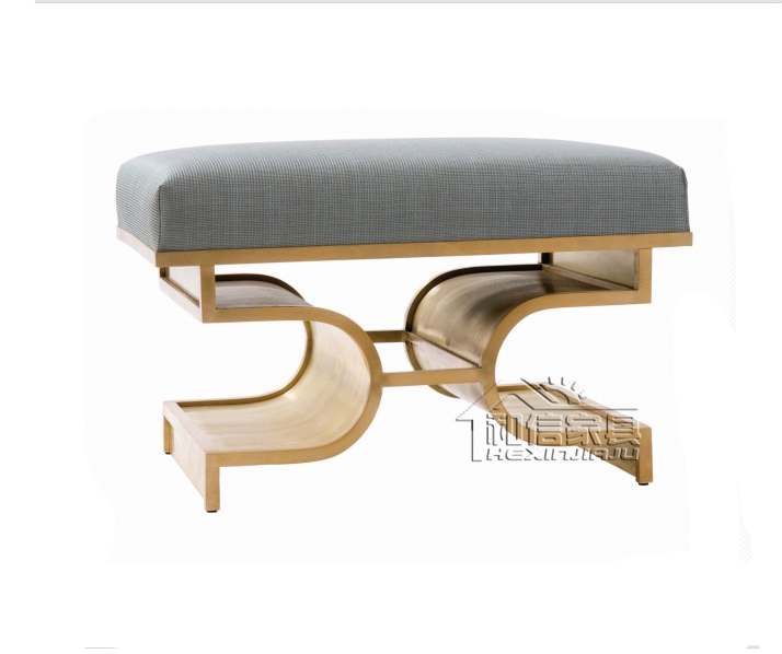 Stylish shoe-changing stool simple modern sofa casual leather stool square stool model room stainless steel furniture living room low stool