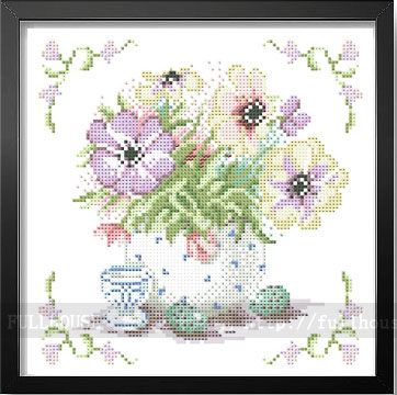 DMC comes with a cross-stitch kit Lanarte-34230 Anemones Silver Lotus Little Fresh Flowers