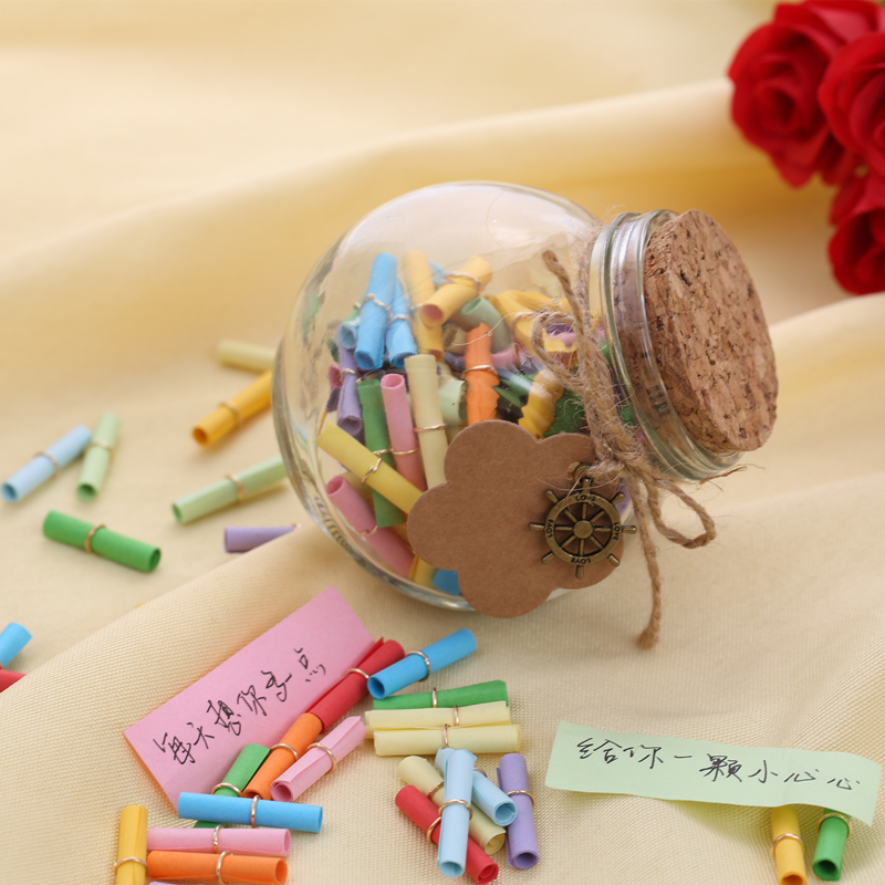 Wish paper love letter sign wooden box glass bottle creative gift small stationery love expression to send men and women friends