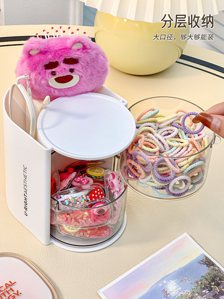 Organiseur D'Accessoires Pour Cheveux, Acrylique Transparent à 4 Niveaux Élastiques De Boîte De