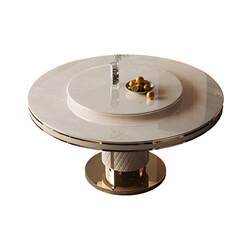 Luxury stone round dining table light luxury modern minimalist villa large flat floor home high-end natural marble dining table with turntable Luxury stone round dining table light luxury modern minimalist villa large flat floor home high-end natural marble dining table with turntable
