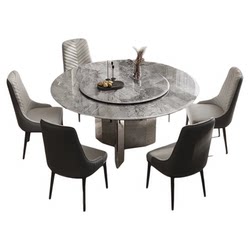 Blue ideal natural marble dining table and chair combination modern simple light luxury style home round marble dining table Blue ideal natural marble dining table and chair combination modern simple light luxury style home round marble dining table