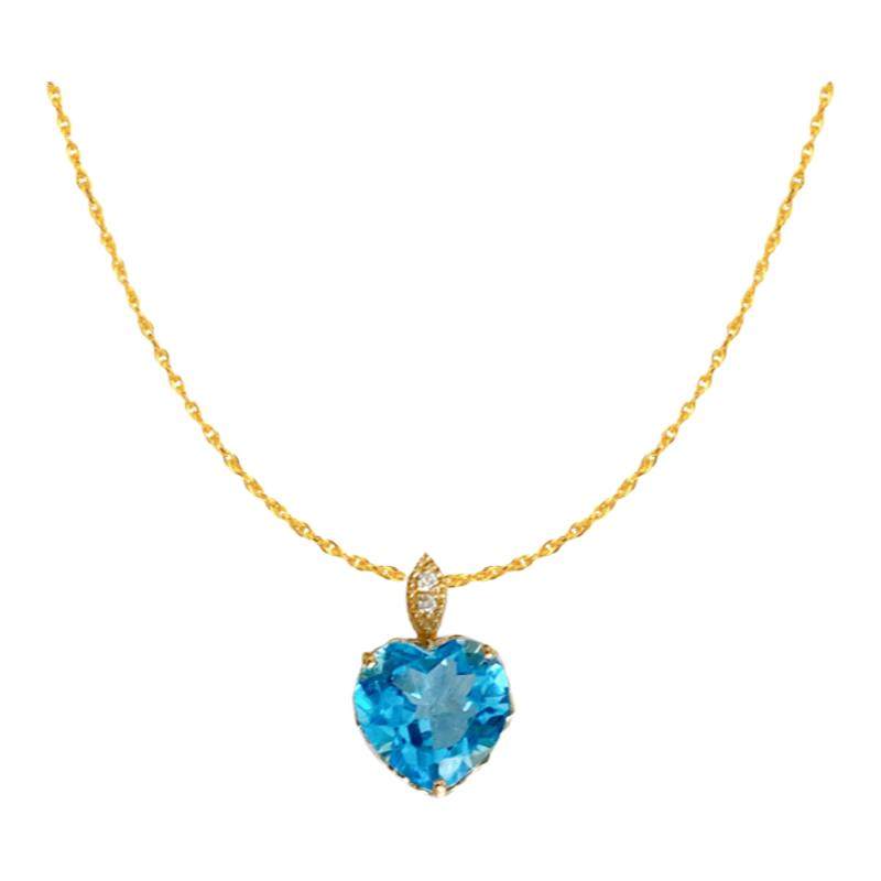 Collier Or Avec Pendentif Topaze Cœur - Occasion, Idéal Pour Un Cadeau Romantique Et Unique !