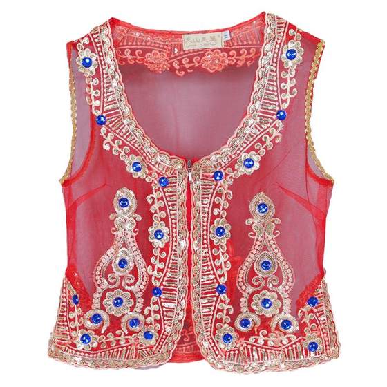 Xinjiang dance short vest summer mesh embroidered diamond vest ethnic characteristics breathable Uyghur dance performance costume
Xinjiang dance short vest summer mesh embroidered diamond vest ethnic characteristics breathable Uyghur dance performance costume