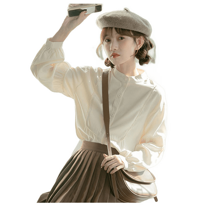 LE Zhenweis women's long-sleeved shirt 2025 spring new retro literary design long-sleeved stand-up collar shirt
LE Zhenweis women's long-sleeved shirt 2025 spring new retro literary design long-sleeved stand-up collar shirt