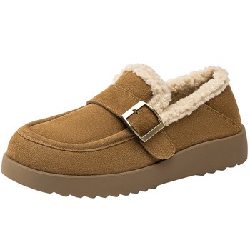 Aokang women's shoes 2025 winter snow boots genuine leather plus fluffy shoes warm and cute all-inclusive Birkenstock shoes flat bottom Aokang women's shoes 2025 winter snow boots genuine leather plus fluffy shoes warm and cute all-inclusive Birkenstock shoes flat bottom