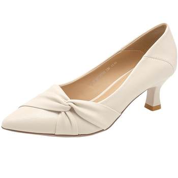 Dadong commuter shoes women's shoes 2025 autumn new wine glass heel high heel cover toe toe pleated structure C3086 
Dadong commuter shoes women's shoes 2025 autumn new wine glass heel high heel cover toe toe pleated structure C3086