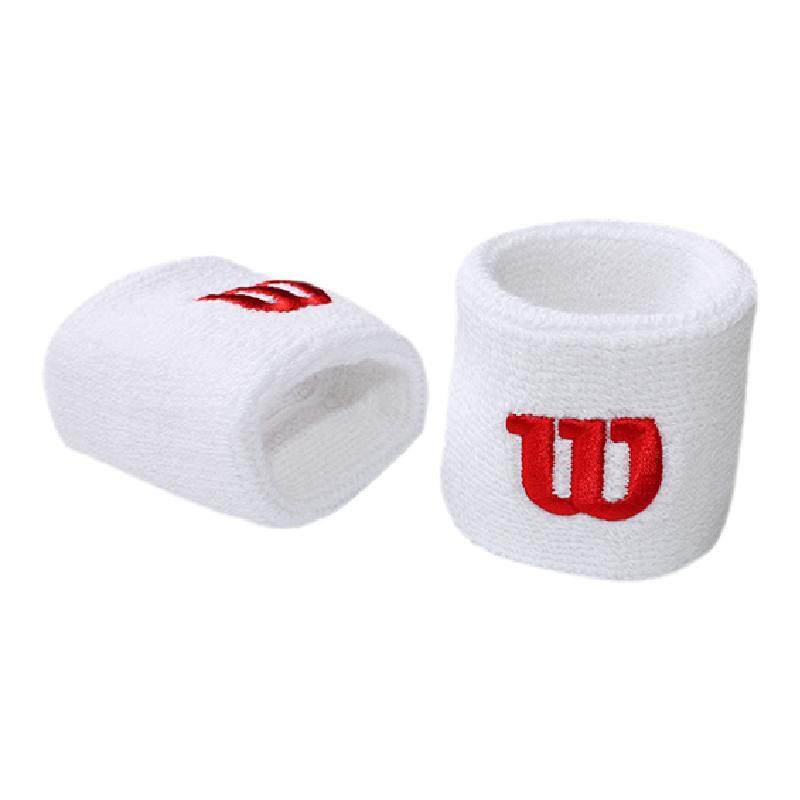 Wilson Lot De 2 Bracelèts De Sport Super Absorbants, Blanc Avec Rouge, Tennis, Course à Pied, Yoga