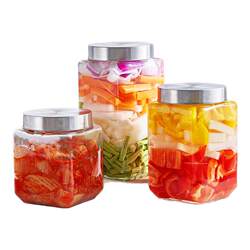 Hongda tangerine peel pickled vegetable tea glass square storage jar Hongda tangerine peel pickled vegetable tea glass square storage jar