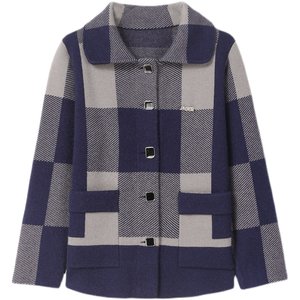 New autumn and winter jacket for women plaid high-end genuine wool cardigan autumn single coat mother outfit looks young 
New autumn and winter jacket for women plaid high-end genuine wool cardigan autumn single coat mother outfit looks young