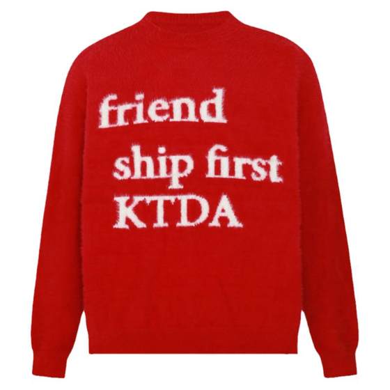 KTDA letters logo jet knitwear round collar horse -haired pullover sweater couple long -sleeved leisure foundation tide KTDA letters logo jet knitwear round collar horse -haired pullover sweater couple long -sleeved leisure foundation tide