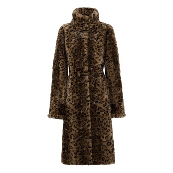 Matiannu leopard print mink hair turtleneck long jacket Matiannu leopard print mink hair turtleneck long jacket
