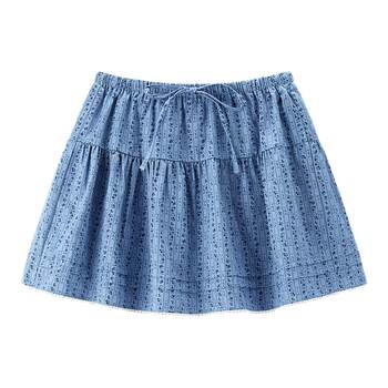 Lecho printed playful short skirt summer new style bow blue skirt C2GEF2525 Lecho printed playful short skirt summer new style bow blue skirt C2GEF2525