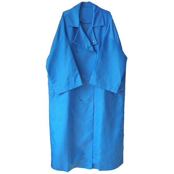 CUISUYUN Independent Designer Outdoor Series Klein Blue Gloss Silhouette Long Trench Coat Jacket CUISUYUN Independent Designer Outdoor Series Klein Blue Gloss Silhouette Long Trench Coat Jacket